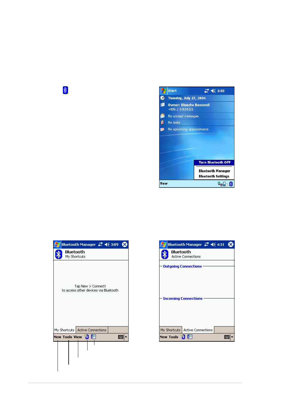 Bluetooth manager | Asus MyPal A730 User Manual | Page 188 / 204