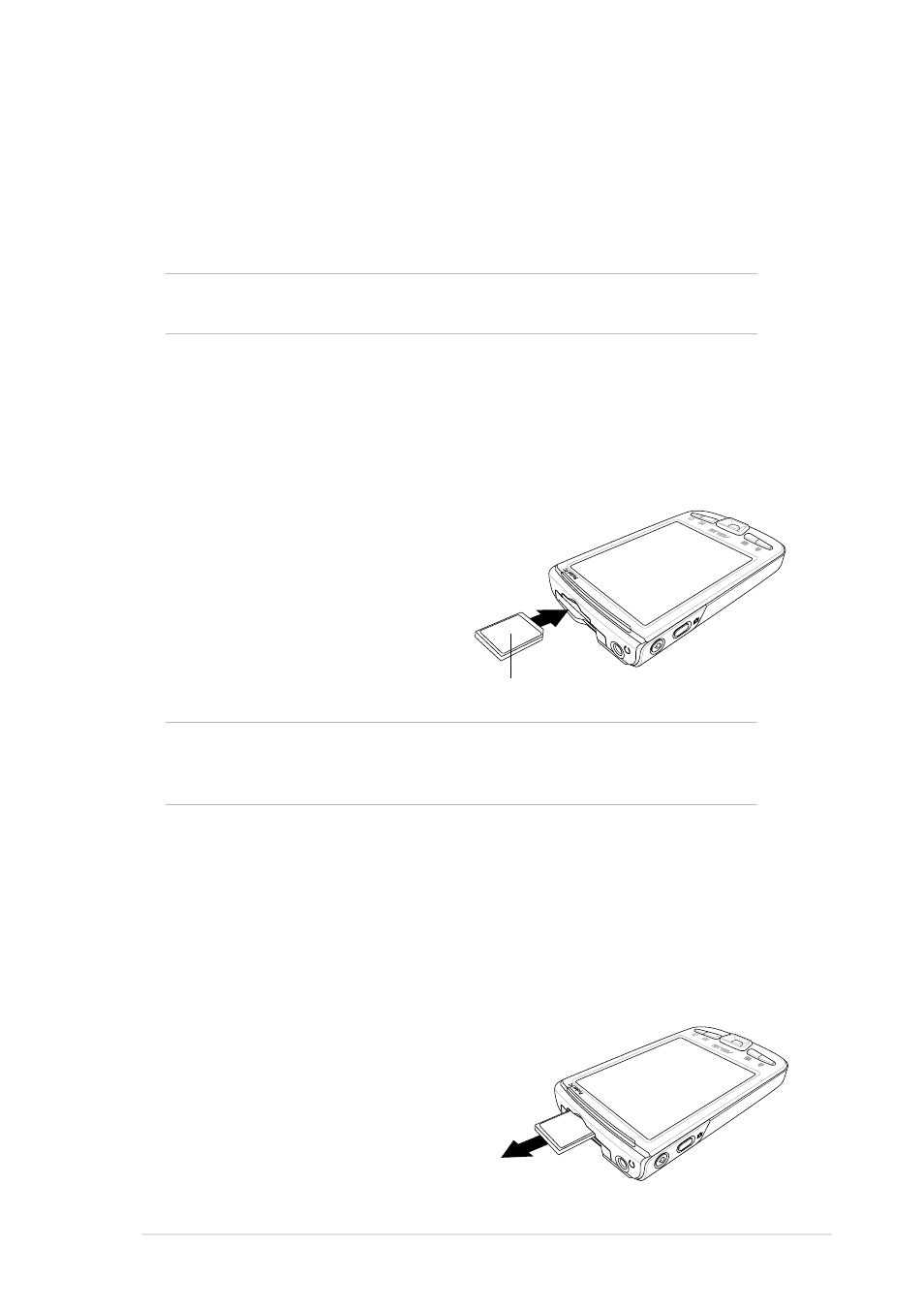 Additional storage, Installing and removing an sd/sdio card | Asus MyPal A730 User Manual | Page 19 / 204