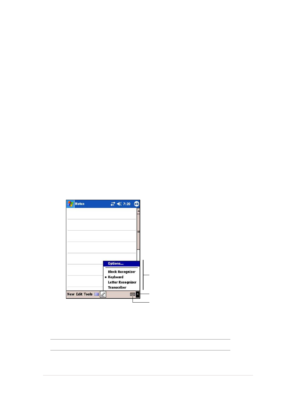 Entering information, Entering text using the input panel | Asus MyPal A730 User Manual | Page 27 / 204