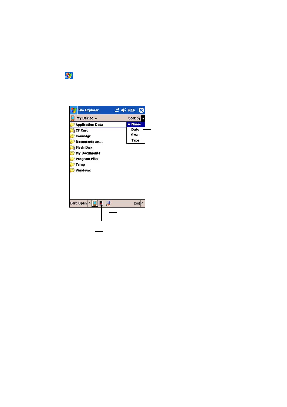 Using the file explorer | Asus MyPal A730 User Manual | Page 37 / 204