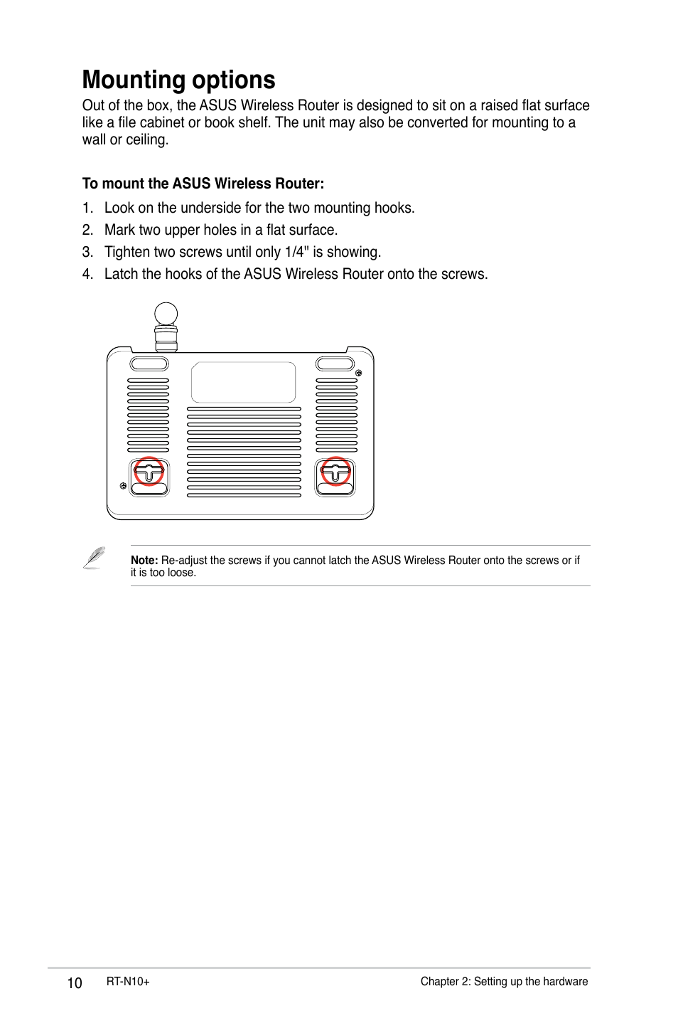 Mounting options | Asus RT-N10 Plus User Manual | Page 10 / 53