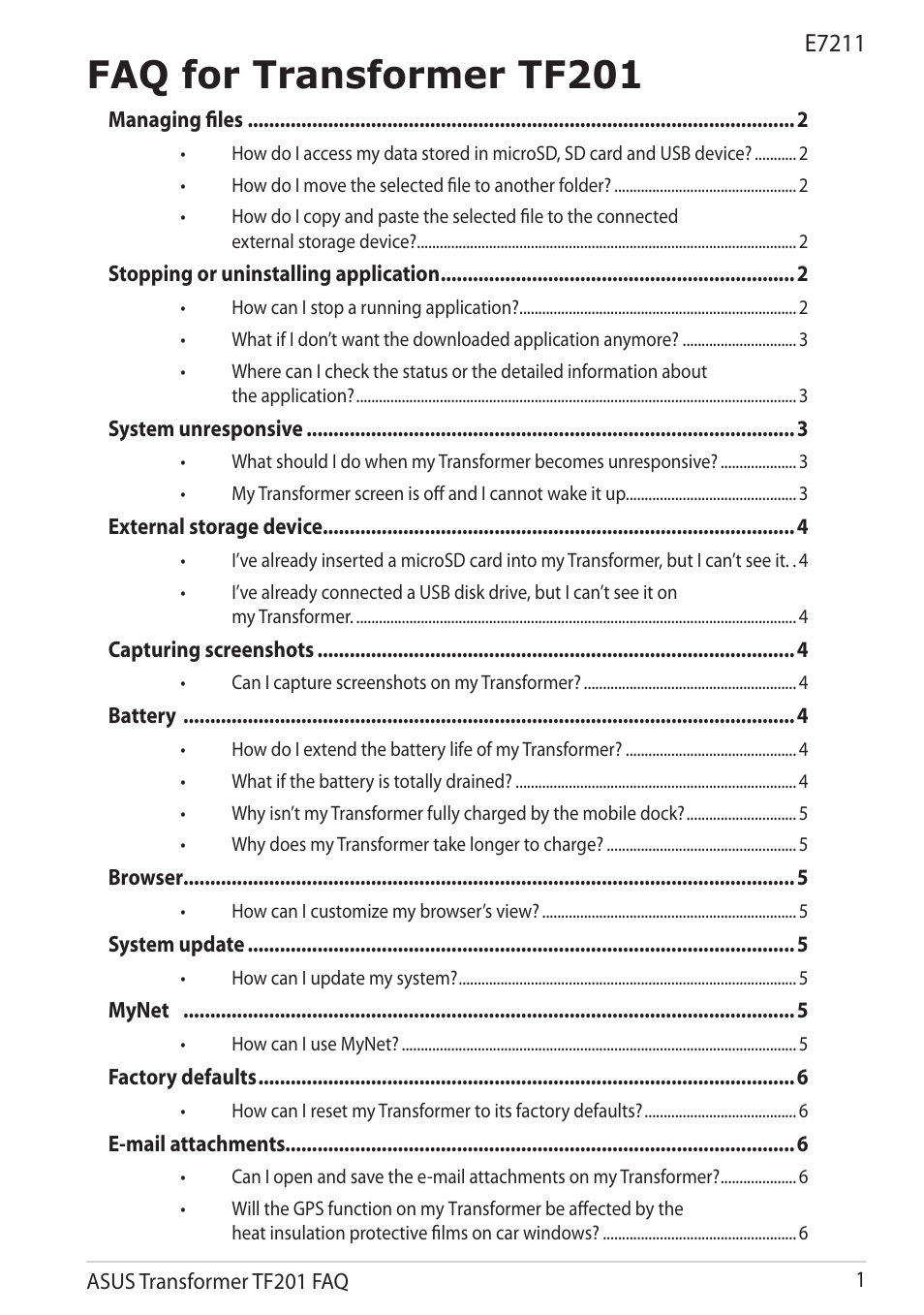 Asus Eee Pad Transformer Prime TF201 User Manual | 6 pages