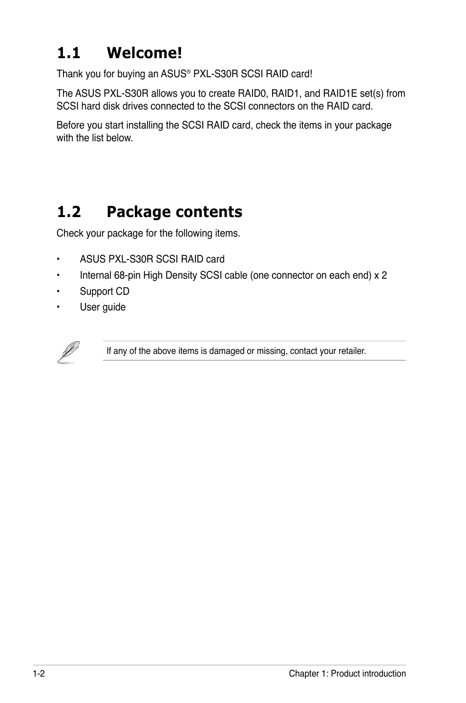 1 welcome, 2 package contents | Asus PXL-S30R User Manual | Page 10 / 40