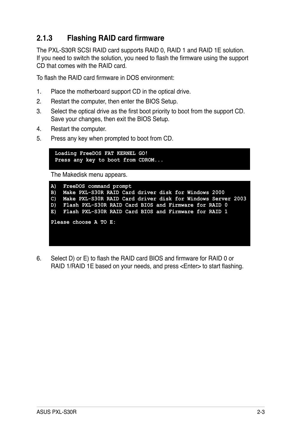 3 flashing raid card firmware | Asus PXL-S30R User Manual | Page 15 / 40