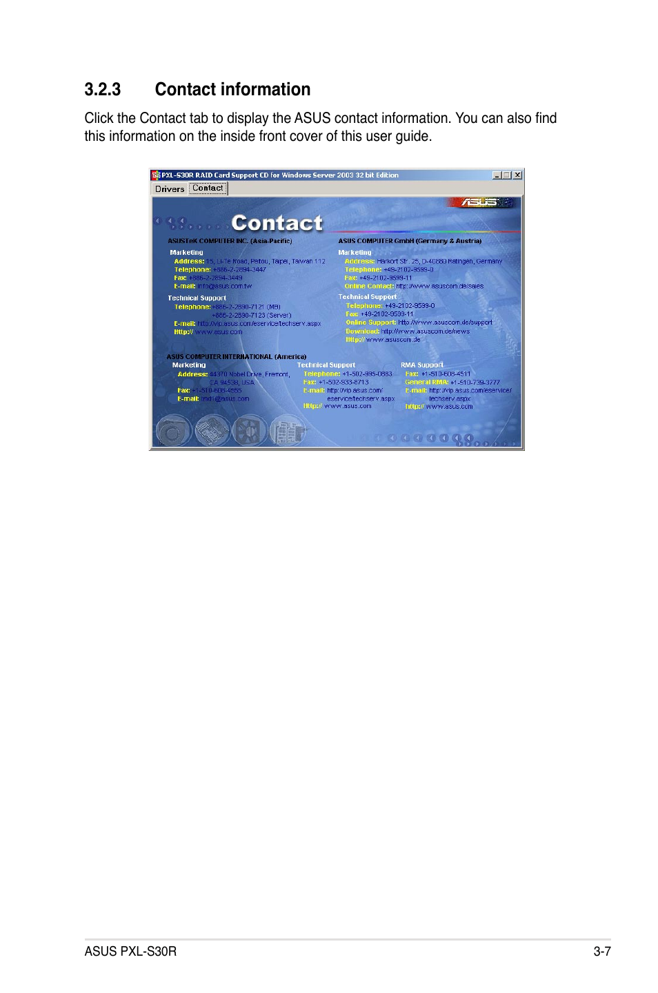 3 contact information | Asus PXL-S30R User Manual | Page 39 / 40