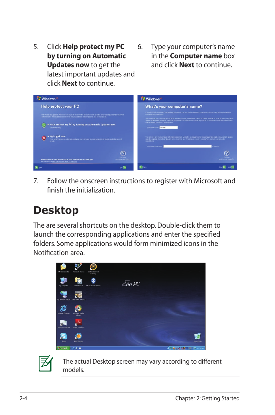 Desktop, Desktop -4 | Asus Eee PC 1003HAG User Manual | Page 24 / 60