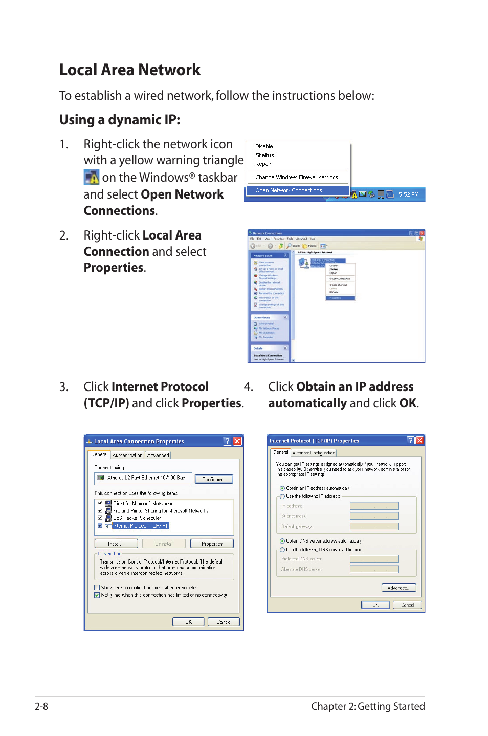 Local area network, Local area network -8 | Asus Eee PC 1003HAG User Manual | Page 28 / 60