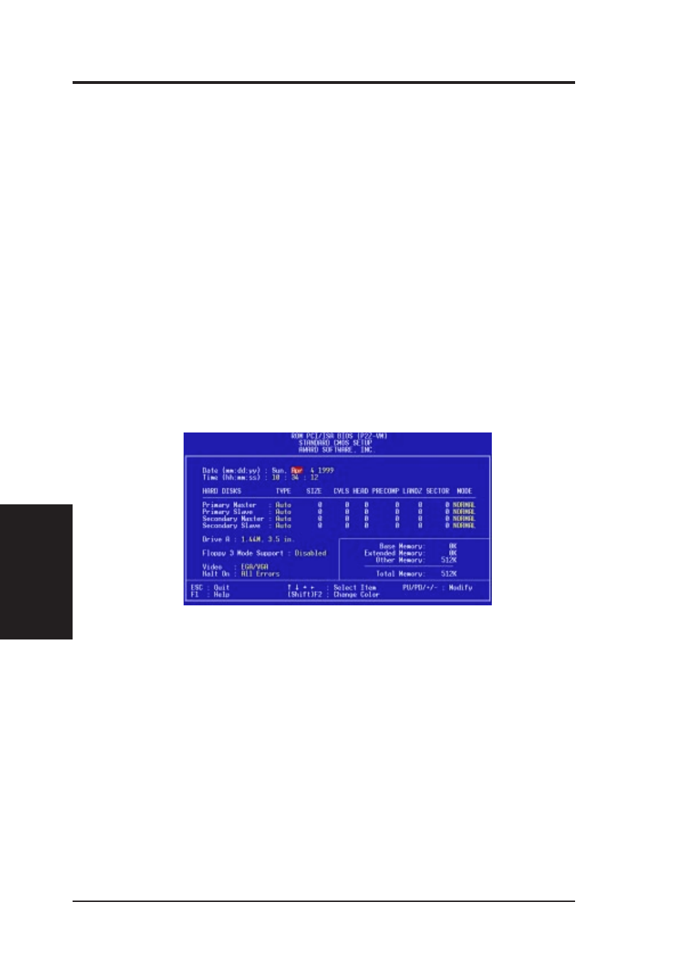 Iv. bios setup, Standard cmos setup | Asus P2Z-VM User Manual | Page 42 / 96