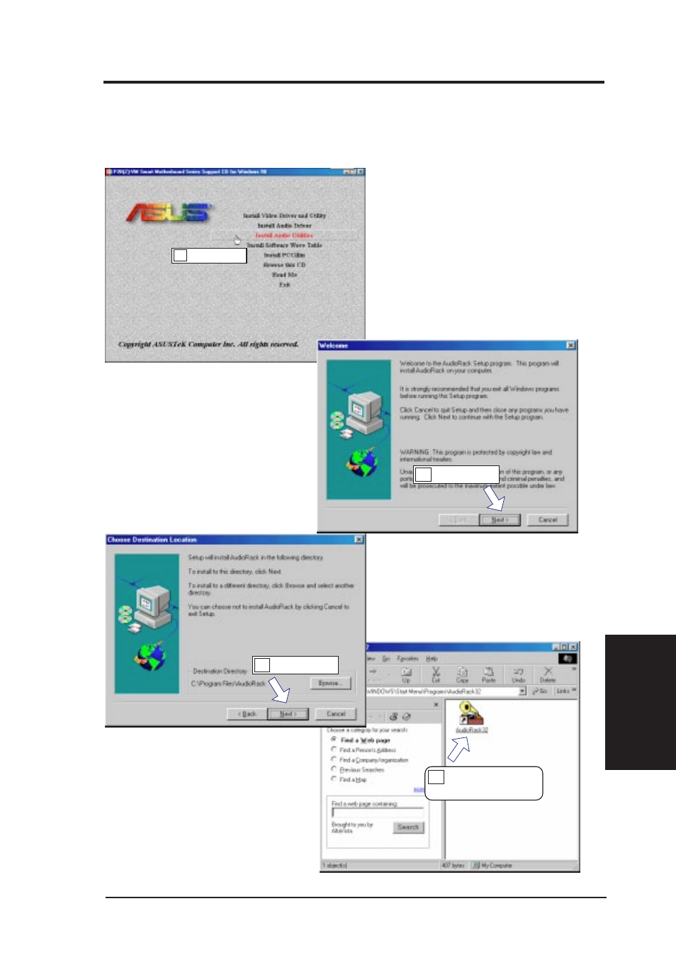 V. software setup, Installing audio utilites | Asus P2Z-VM User Manual | Page 69 / 96