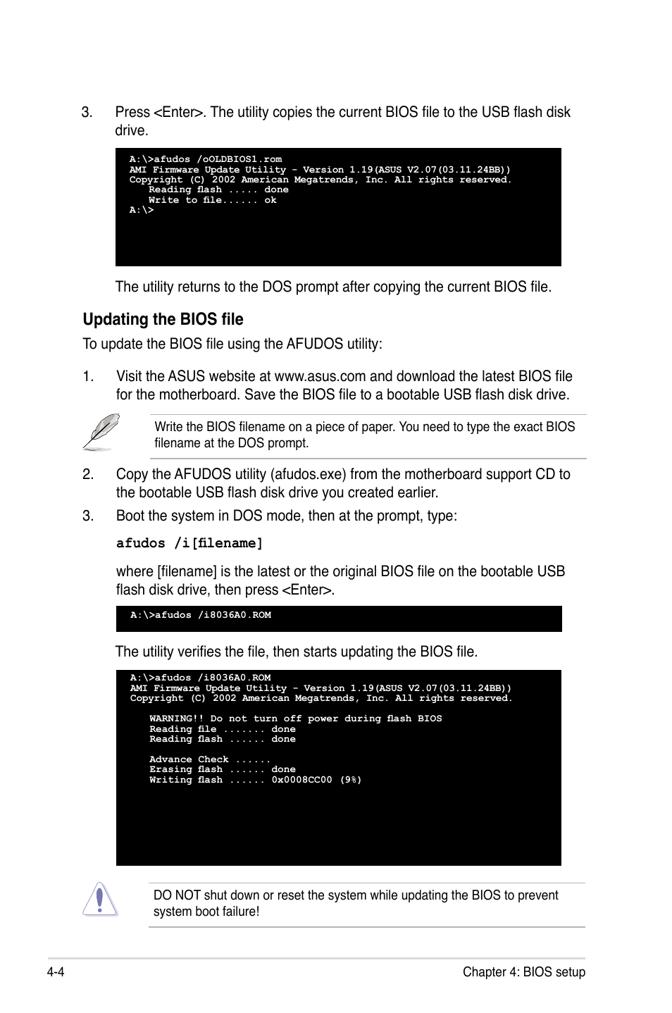 Updating the bios file | Asus Z8PE-D18 User Manual | Page 64 / 164