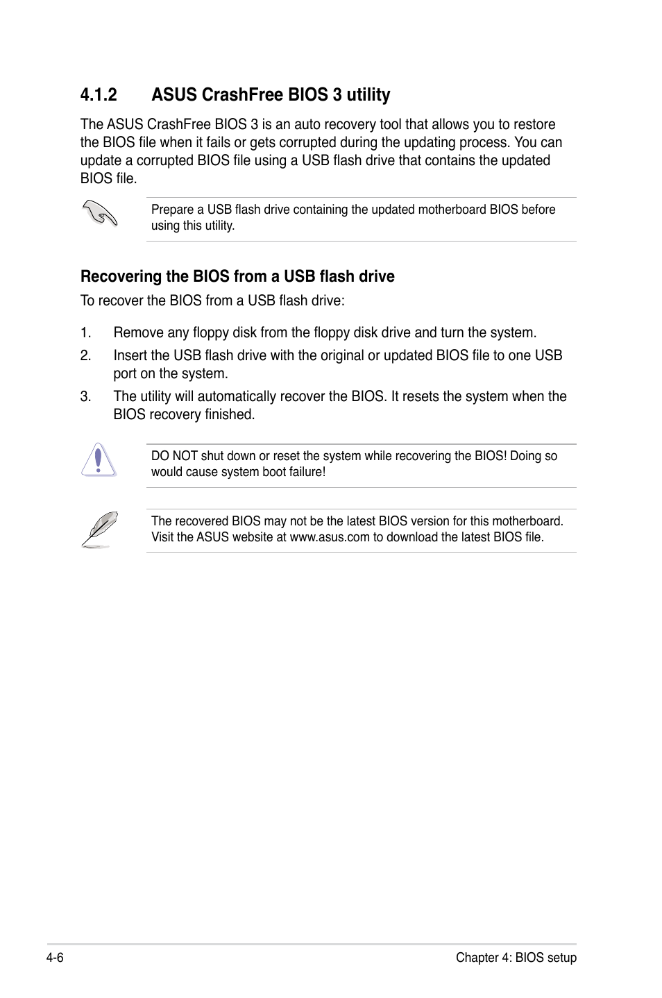 2 asus crashfree bios 3 utility, Asus crashfree bios 3 utility -6 | Asus Z8PE-D18 User Manual | Page 66 / 164