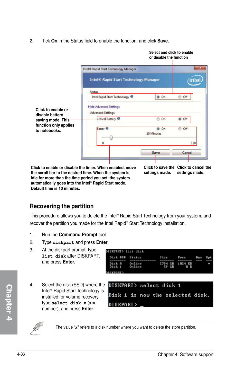 Chapter 4, Recovering the partition | Asus P8Z77-V PRO/THUNDERBOLT User Manual | Page 162 / 192