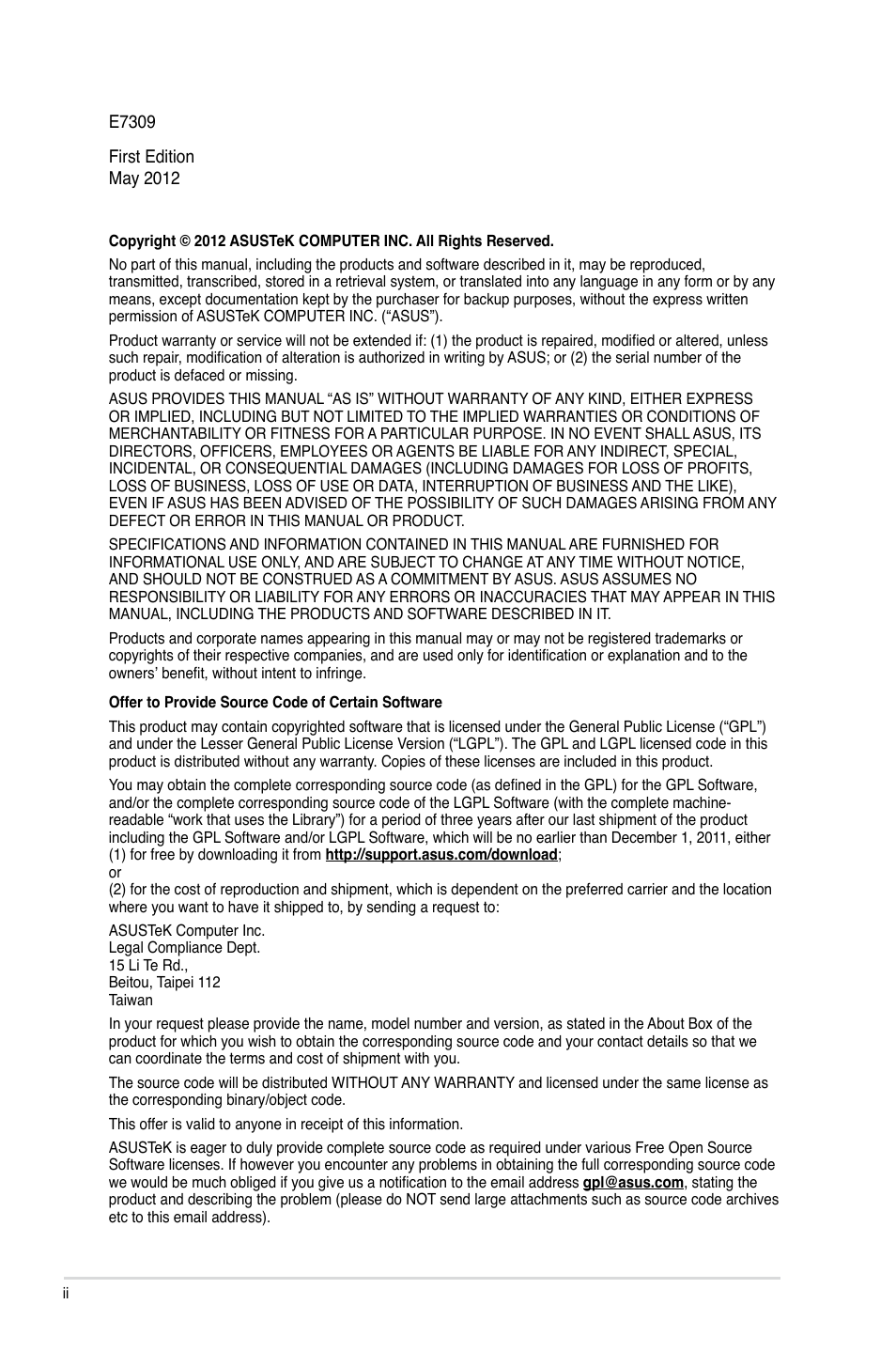 Asus P8Z77-V PRO/THUNDERBOLT User Manual | Page 2 / 192
