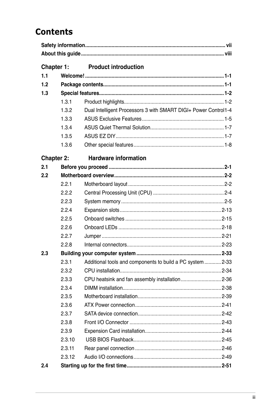 Asus P8Z77-V PRO/THUNDERBOLT User Manual | Page 3 / 192