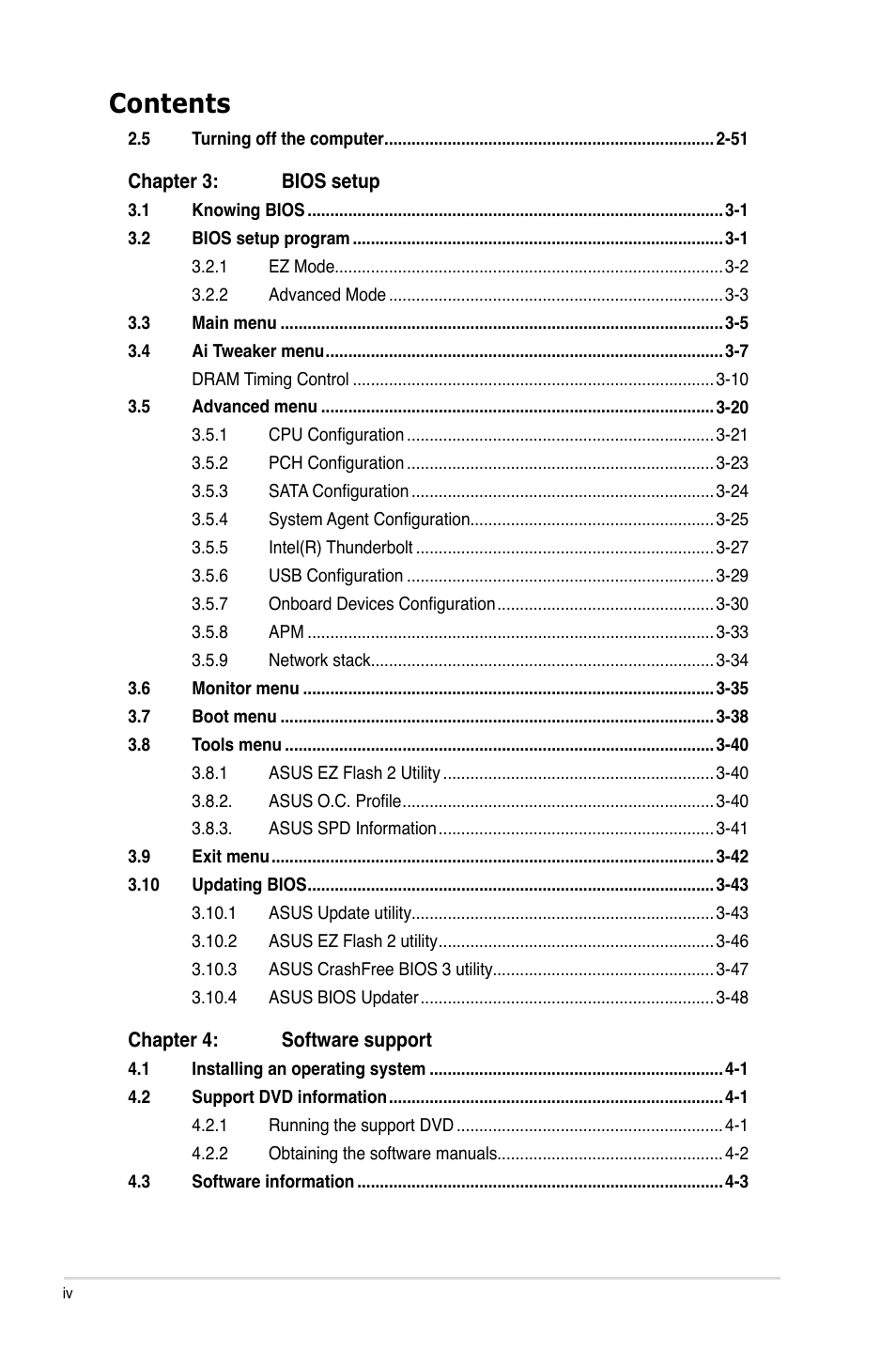 Asus P8Z77-V PRO/THUNDERBOLT User Manual | Page 4 / 192