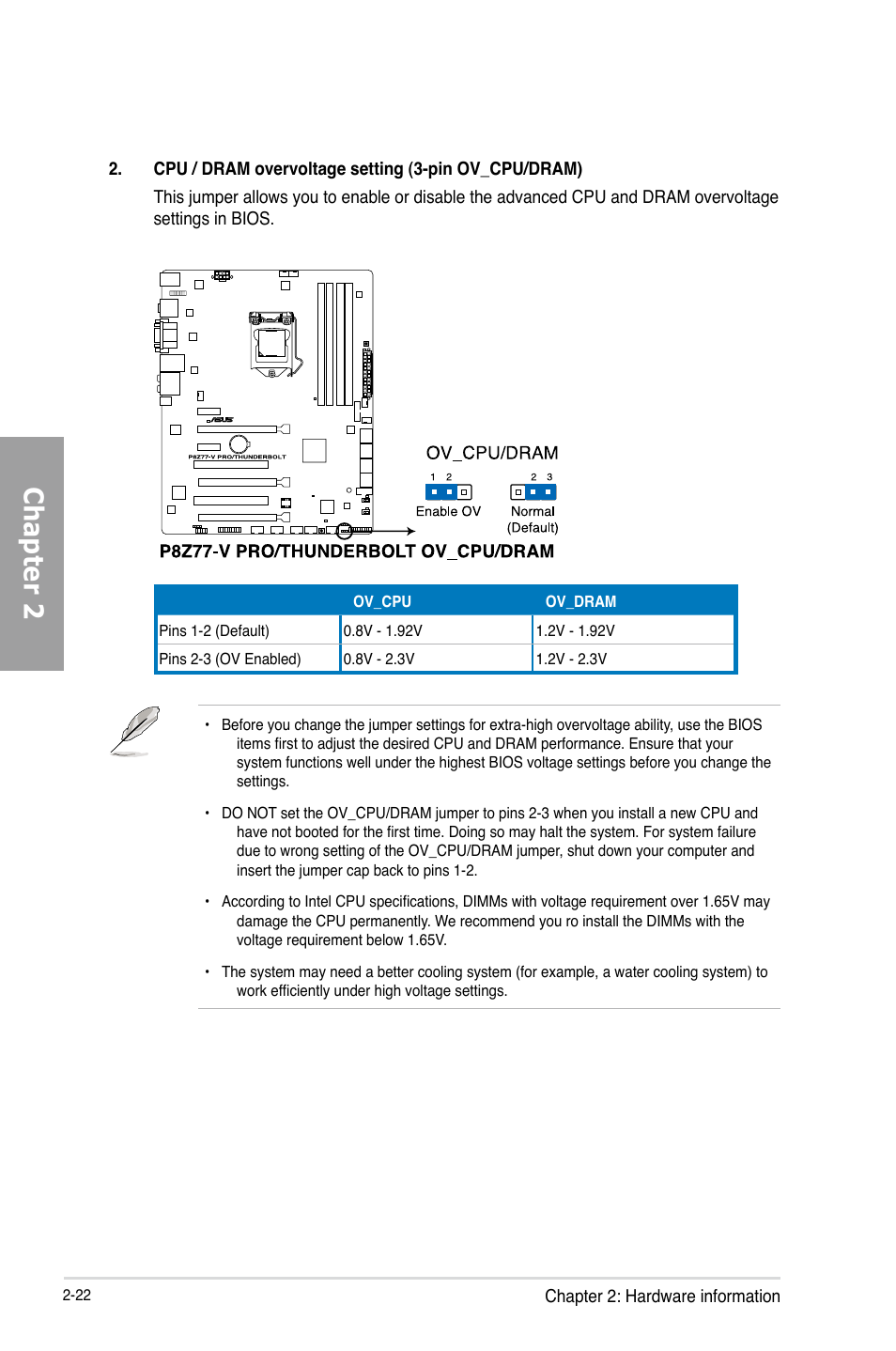 Chapter 2 | Asus P8Z77-V PRO/THUNDERBOLT User Manual | Page 46 / 192