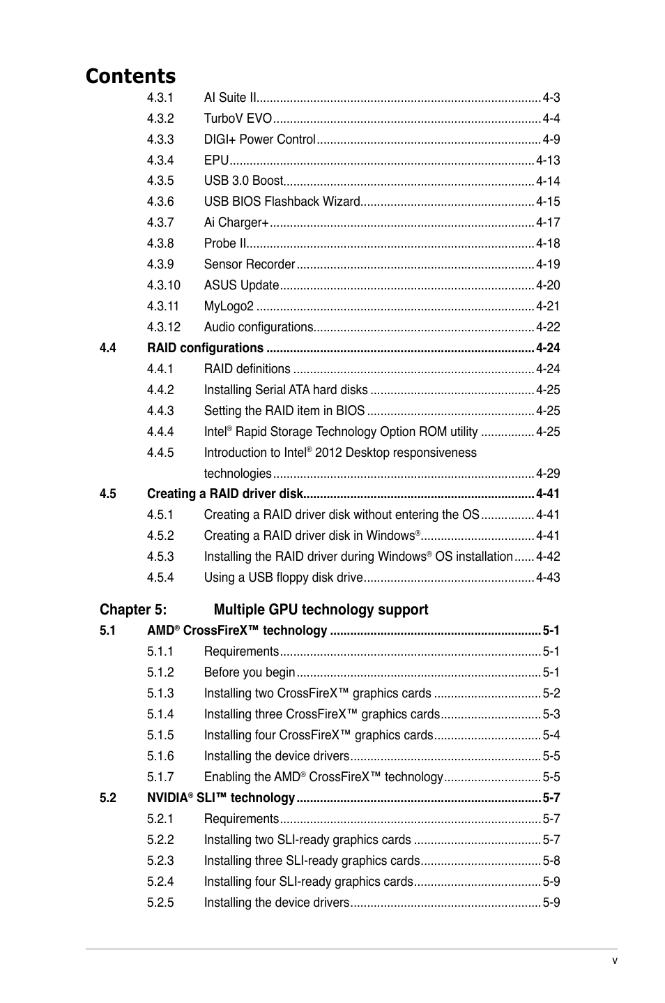 Asus P8Z77-V PRO/THUNDERBOLT User Manual | Page 5 / 192