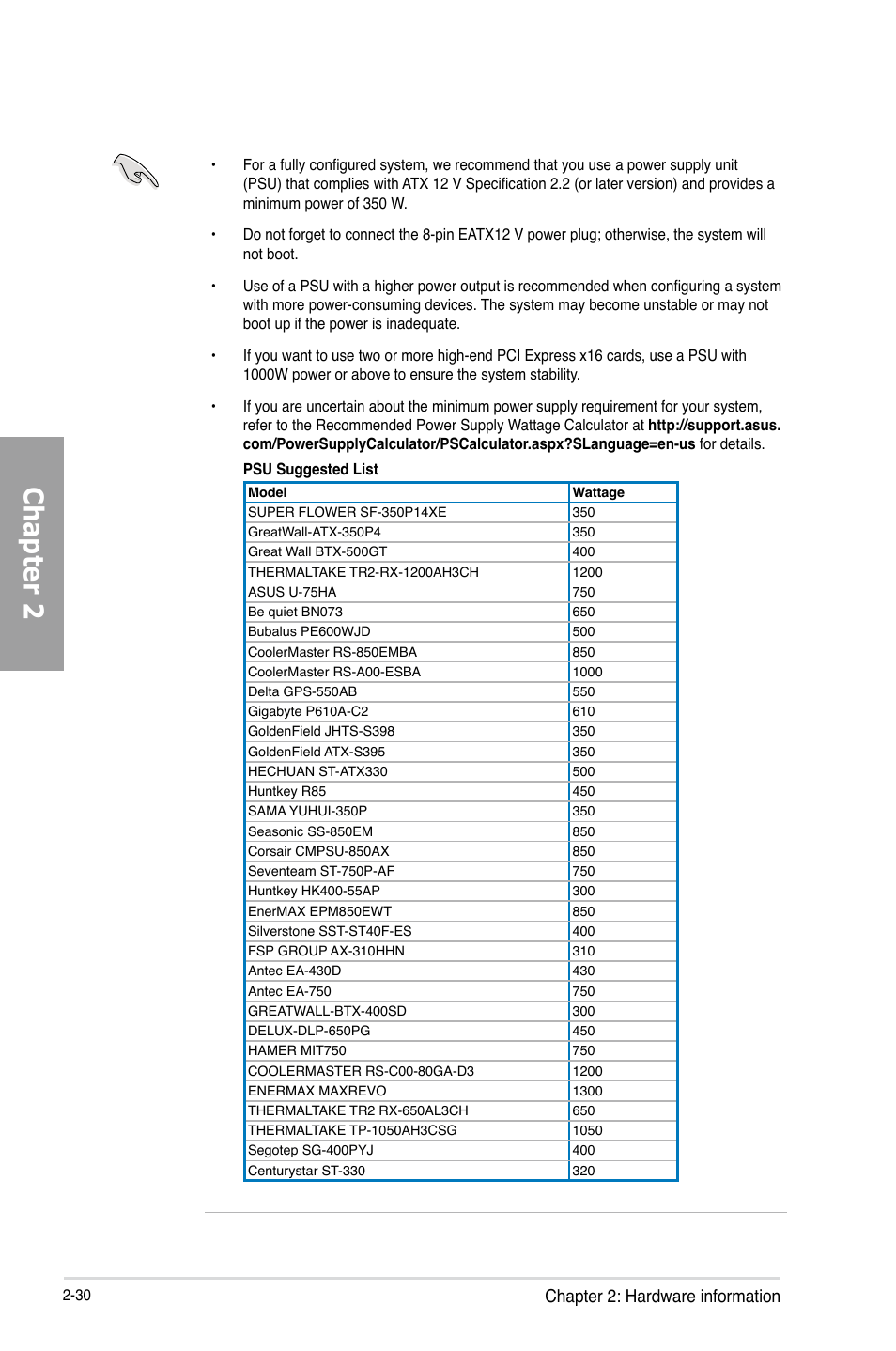 Chapter 2, Chapter 2: hardware information | Asus P8Z77-V PRO/THUNDERBOLT User Manual | Page 54 / 192