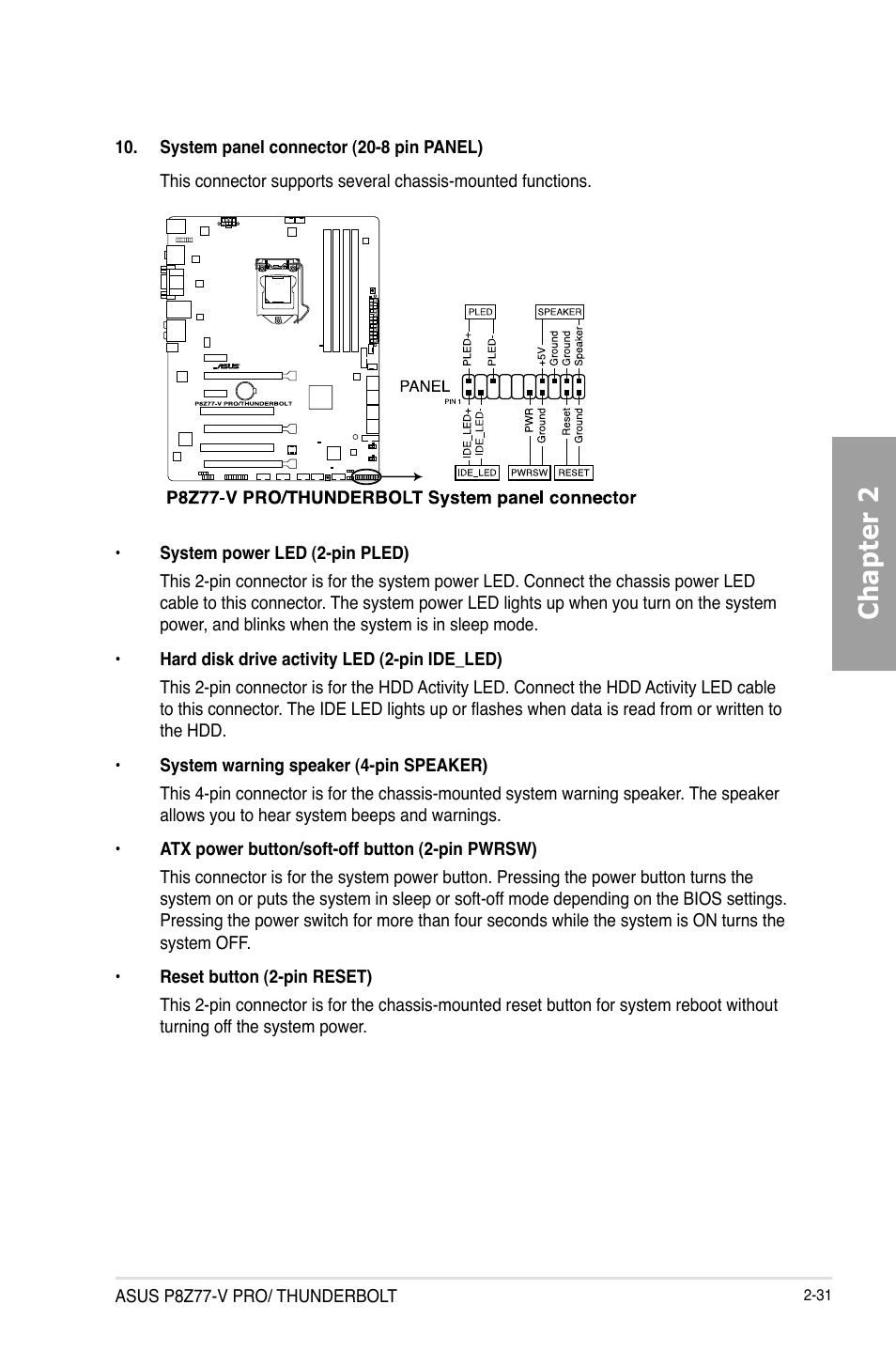 Chapter 2, Asus p8z77-v pro/ thunderbolt | Asus P8Z77-V PRO/THUNDERBOLT User Manual | Page 55 / 192