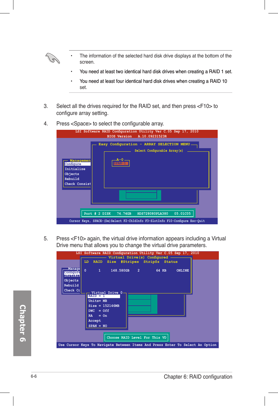 Chapter 6, Chapter 6: raid configuration | Asus TS700-E7/RS8 User Manual | Page 126 / 198