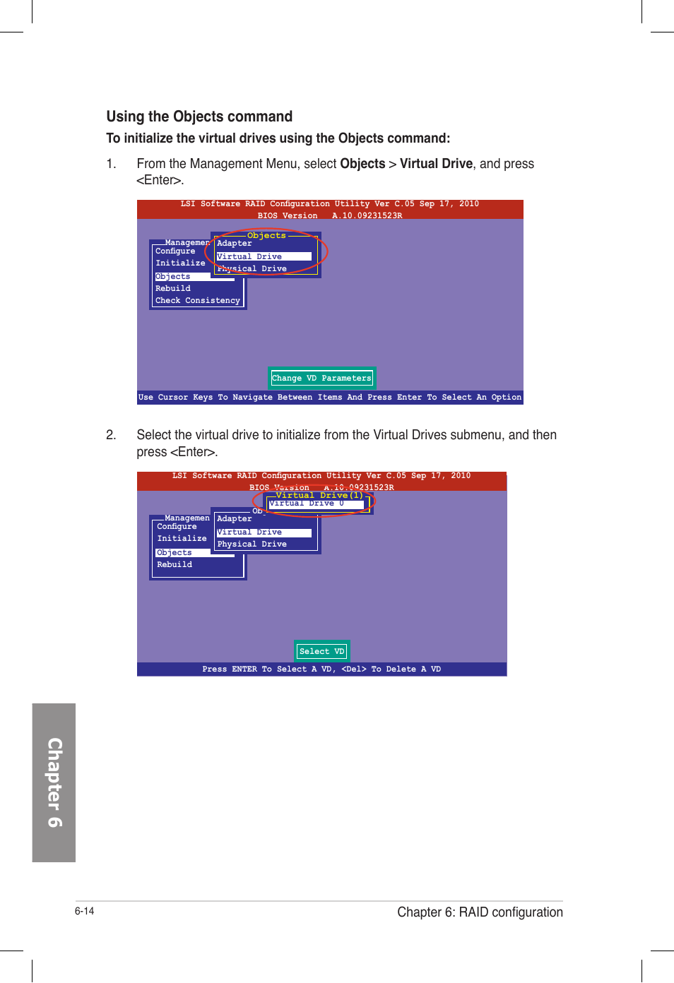 Chapter 6, Using the objects command, Chapter 6: raid configuration | Asus TS700-E7/RS8 User Manual | Page 134 / 198