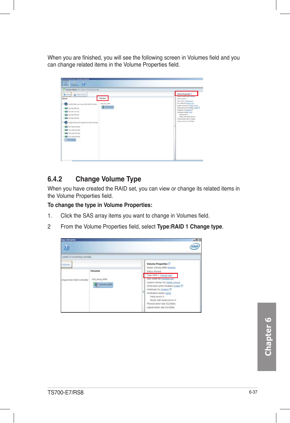 2 change volume type, Change volume type -37, Chapter 6 | Asus TS700-E7/RS8 User Manual | Page 157 / 198