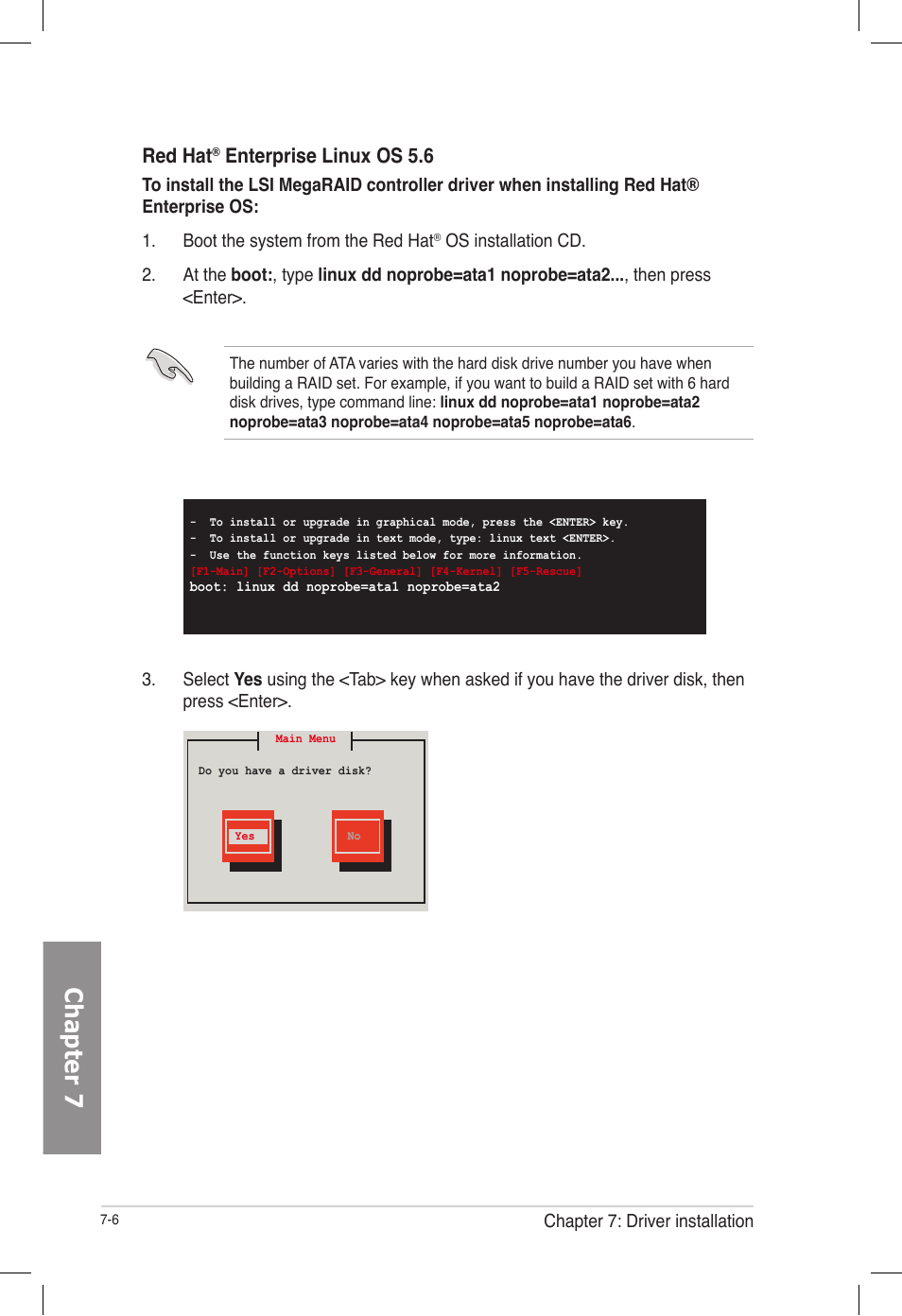 Chapter 7, Red hat, Enterprise linux os 5.6 | Asus TS700-E7/RS8 User Manual | Page 166 / 198