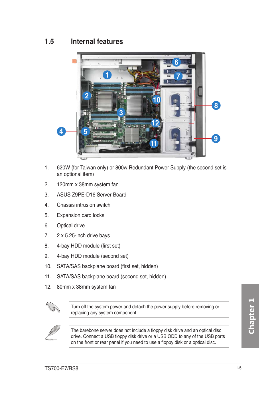 5 internal features, Internal features -5 | Asus TS700-E7/RS8 User Manual | Page 17 / 198