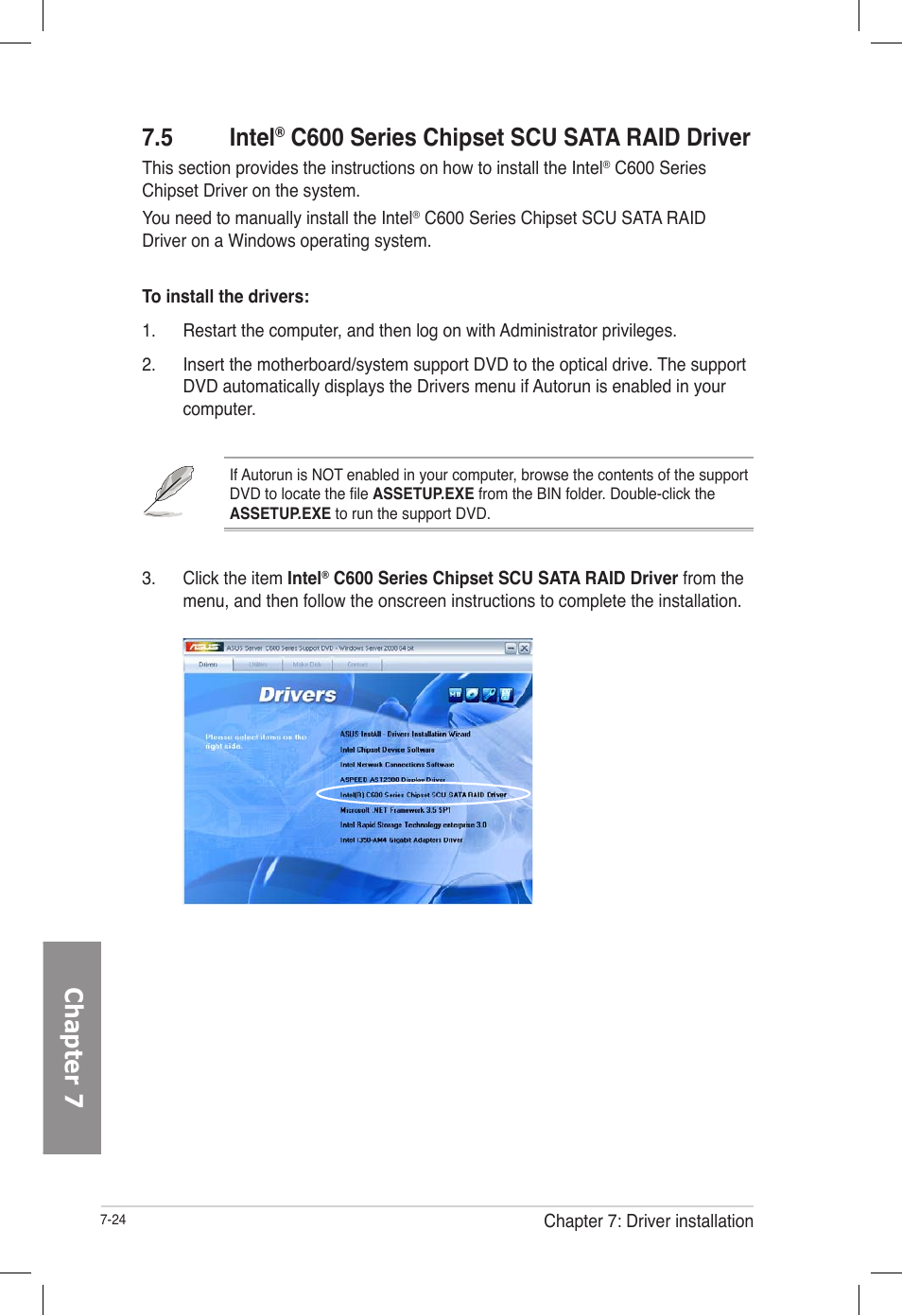 5 intel® c600 series chipset scu sata raid driver, Intel, C600 series chipset scu sata raid driver -24 | Chapter 7 7.5 intel, C600 series chipset scu sata raid driver | Asus TS700-E7/RS8 User Manual | Page 184 / 198