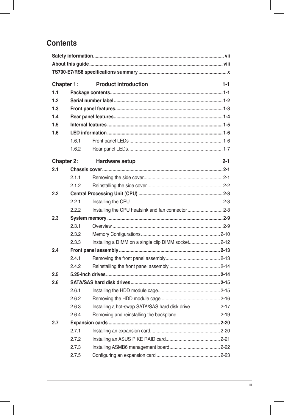 Asus TS700-E7/RS8 User Manual | Page 3 / 198