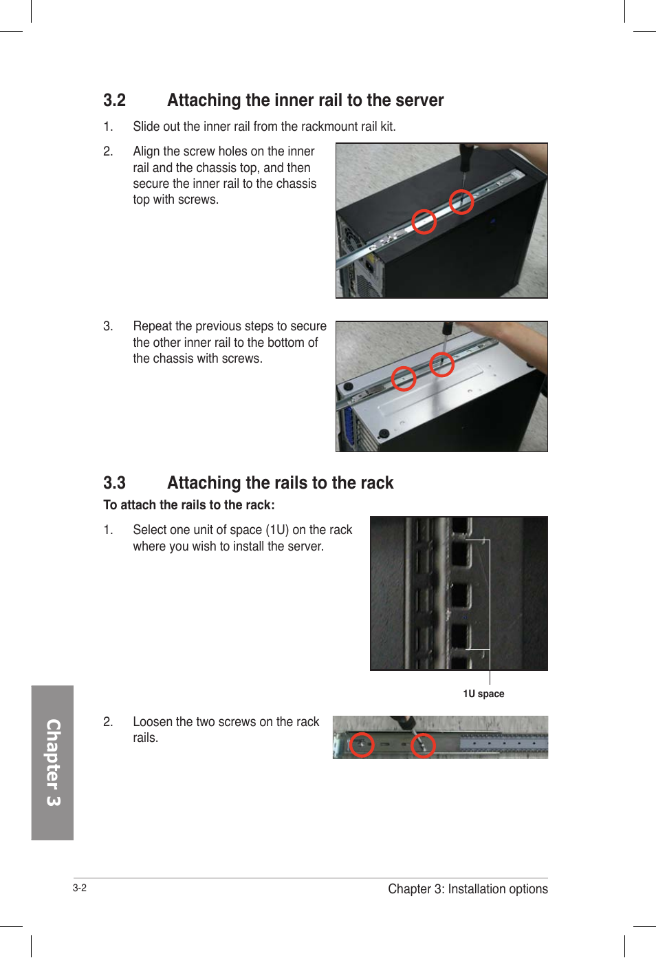 2 attaching the inner rail to the server, 3 attaching the rails to the rack, Attaching the inner rail to the server -2 | Attaching the rails to the rack -2 | Asus TS700-E7/RS8 User Manual | Page 54 / 198