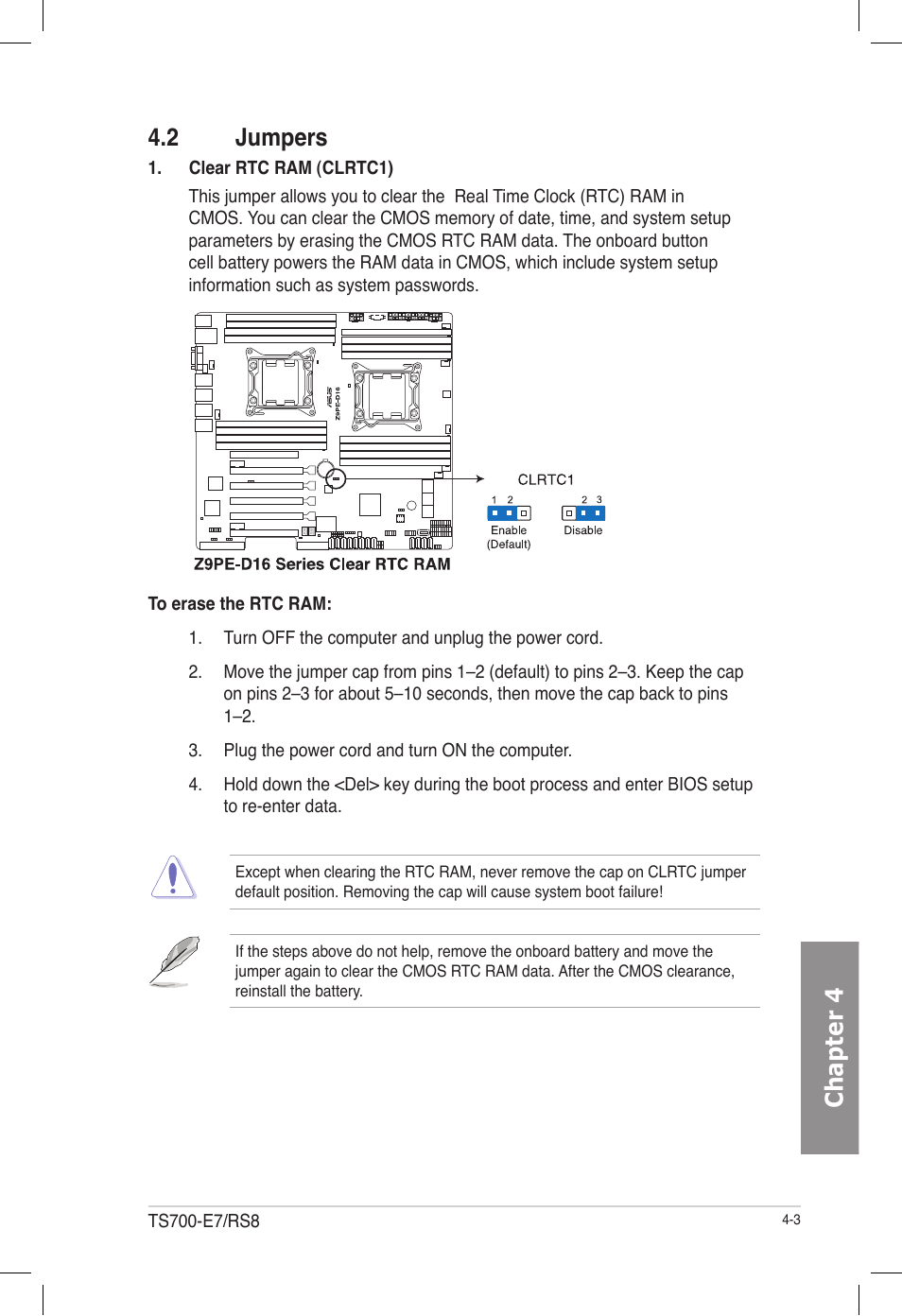 2 jumpers, Jumpers -3, Chapter 4 | Asus TS700-E7/RS8 User Manual | Page 59 / 198