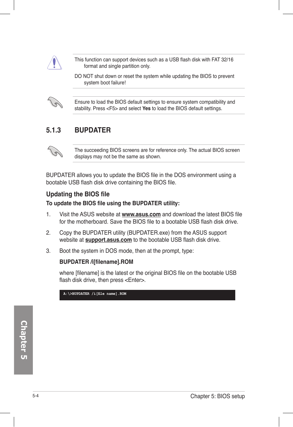 3 bupdater, Bupdater -4, Chapter 5 | Asus TS700-E7/RS8 User Manual | Page 74 / 198