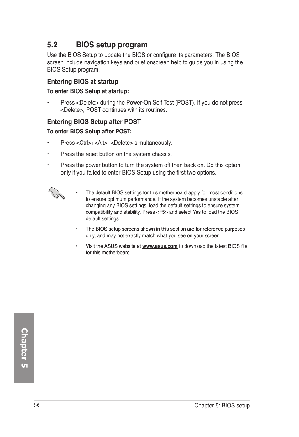 2 bios setup program, Bios setup program -6, Chapter 5 5.2 bios setup program | Asus TS700-E7/RS8 User Manual | Page 76 / 198