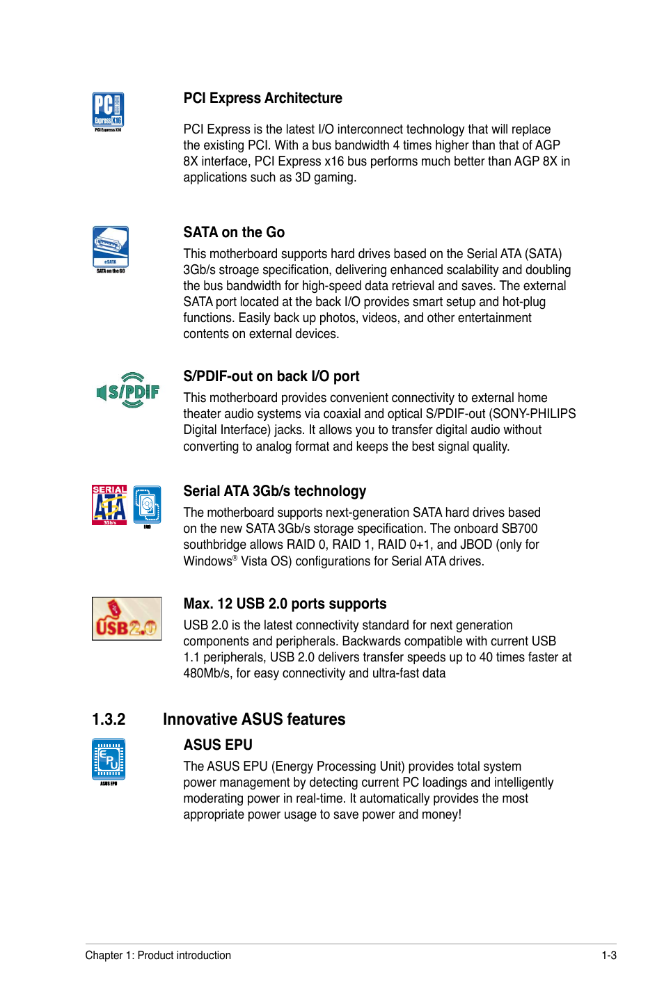 2 innovative asus features, Innovative asus features -3 | Asus M4A78 User Manual | Page 13 / 62