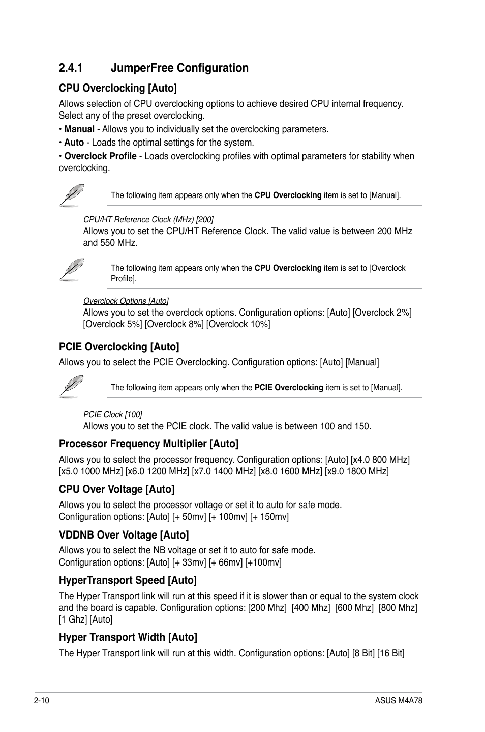 1 jumperfree configuration, Jumperfree configuration -10 | Asus M4A78 User Manual | Page 50 / 62