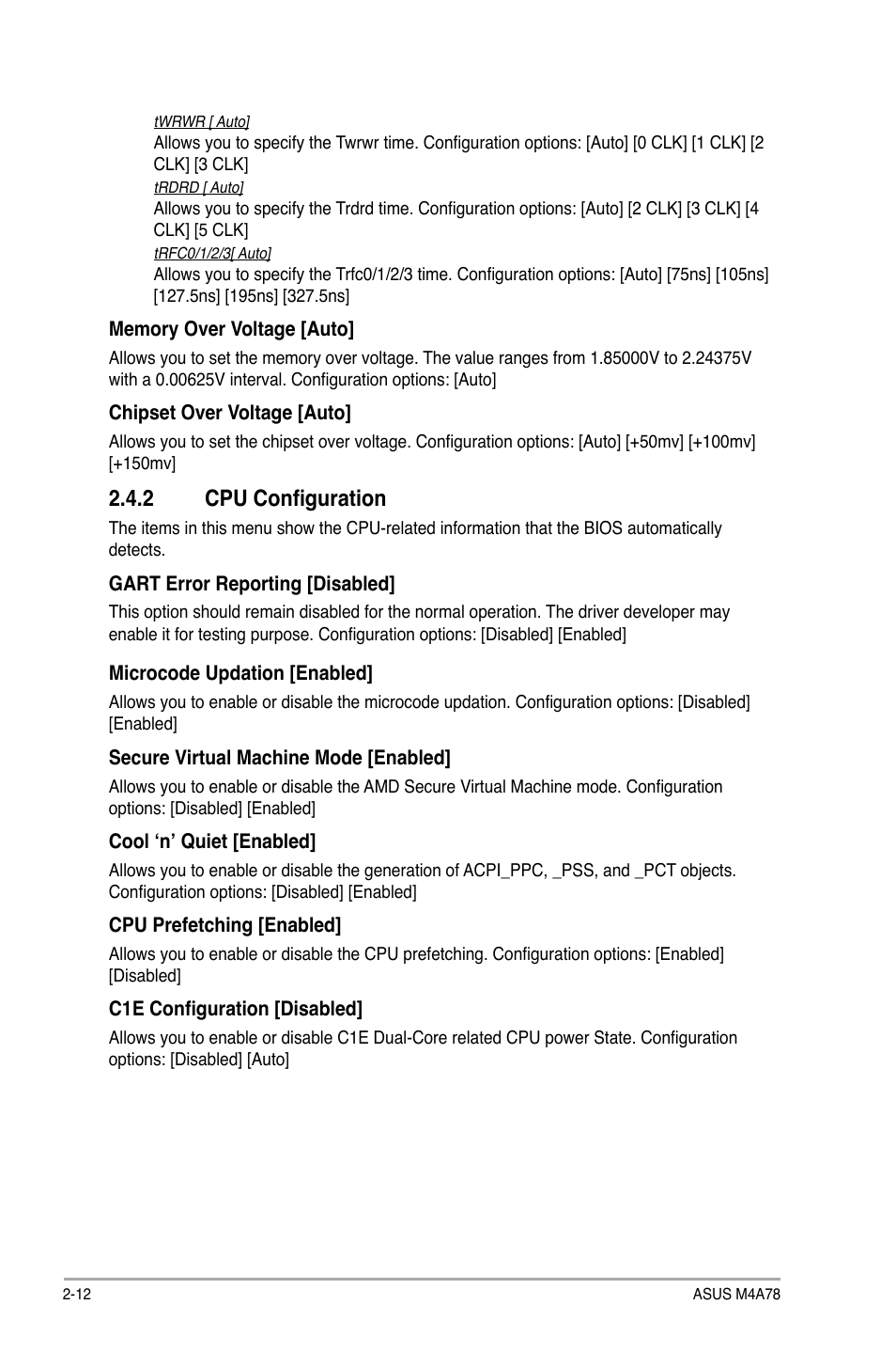 2 cpu configuration, Cpu configuration -12 | Asus M4A78 User Manual | Page 52 / 62
