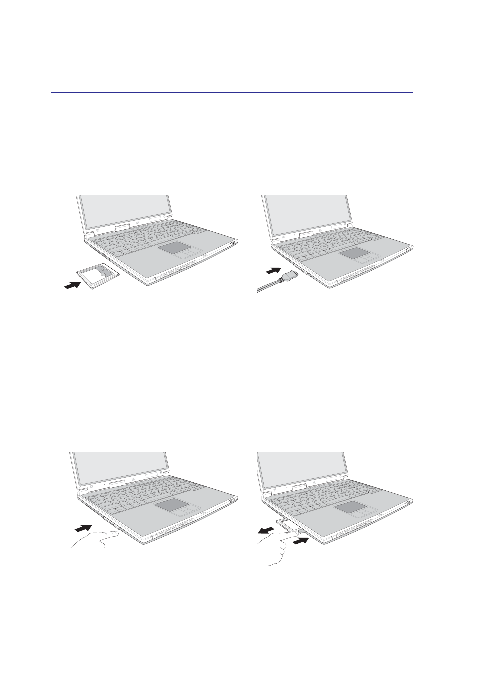 Inserting a pc card (pcmcia), Removing a pc card (pcmcia) | Asus M2E User Manual | Page 48 / 70