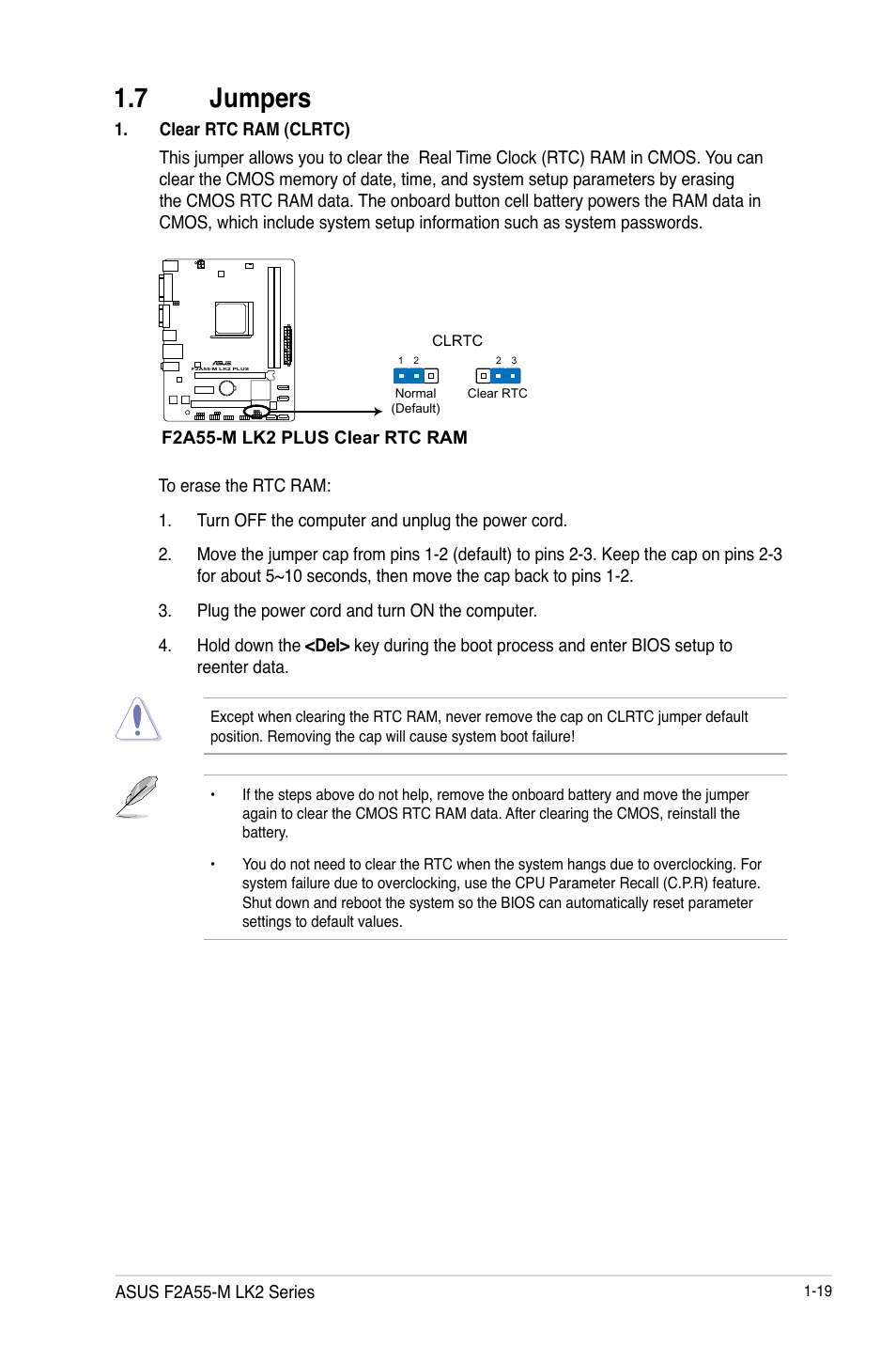 7 jumpers | Asus F2A55-M LK2 PLUS User Manual | Page 31 / 76