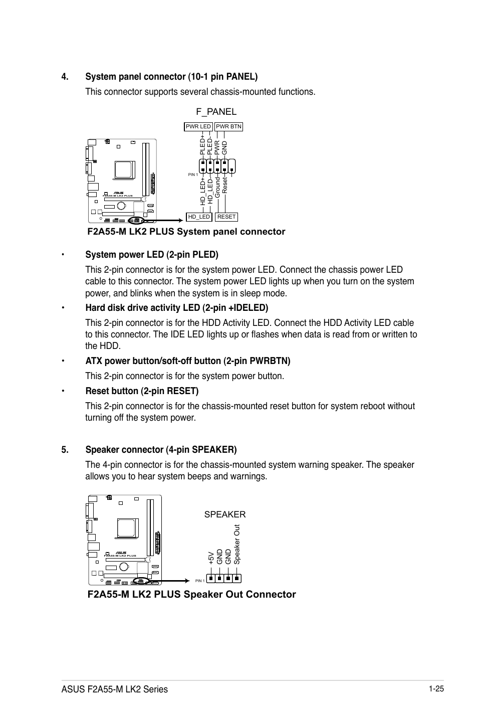 F2a55-m lk2 plus speaker out connector, Asus f2a55-m lk2 series | Asus F2A55-M LK2 PLUS User Manual | Page 37 / 76