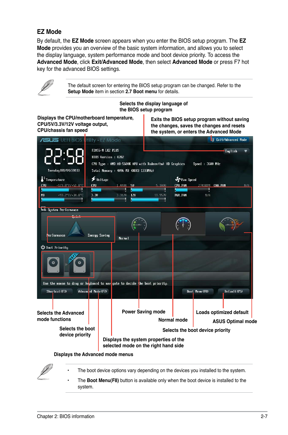 Ez mode | Asus F2A55-M LK2 PLUS User Manual | Page 47 / 76