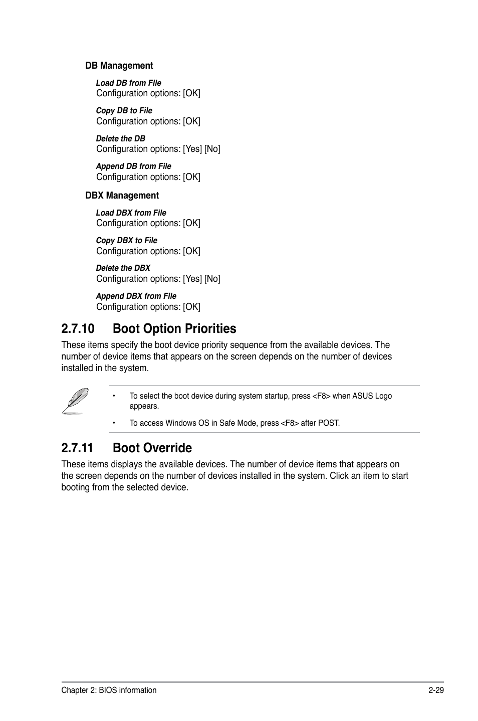 10 boot option priorities, 11 boot override | Asus F2A55-M LK2 PLUS User Manual | Page 69 / 76