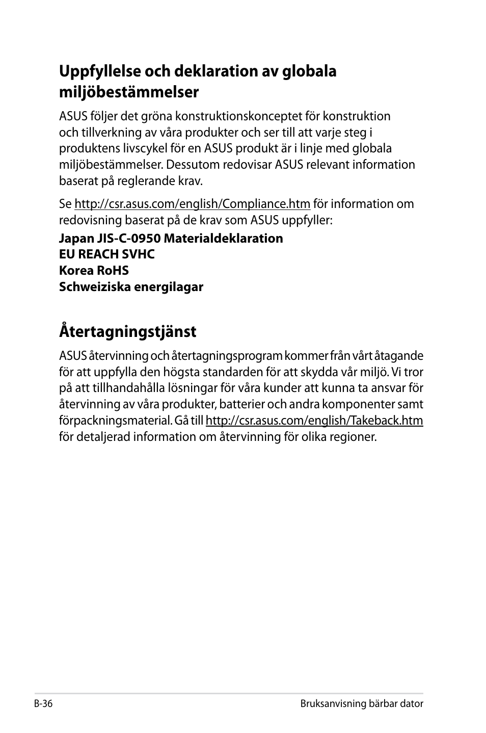 Återtagningstjänst | Asus X44H User Manual | Page 110 / 114