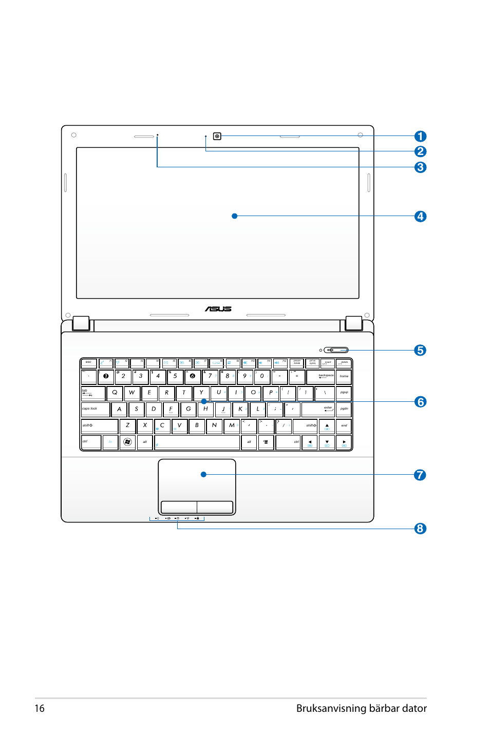 1 bruksanvisning bärbar dator | Asus X44H User Manual | Page 16 / 114