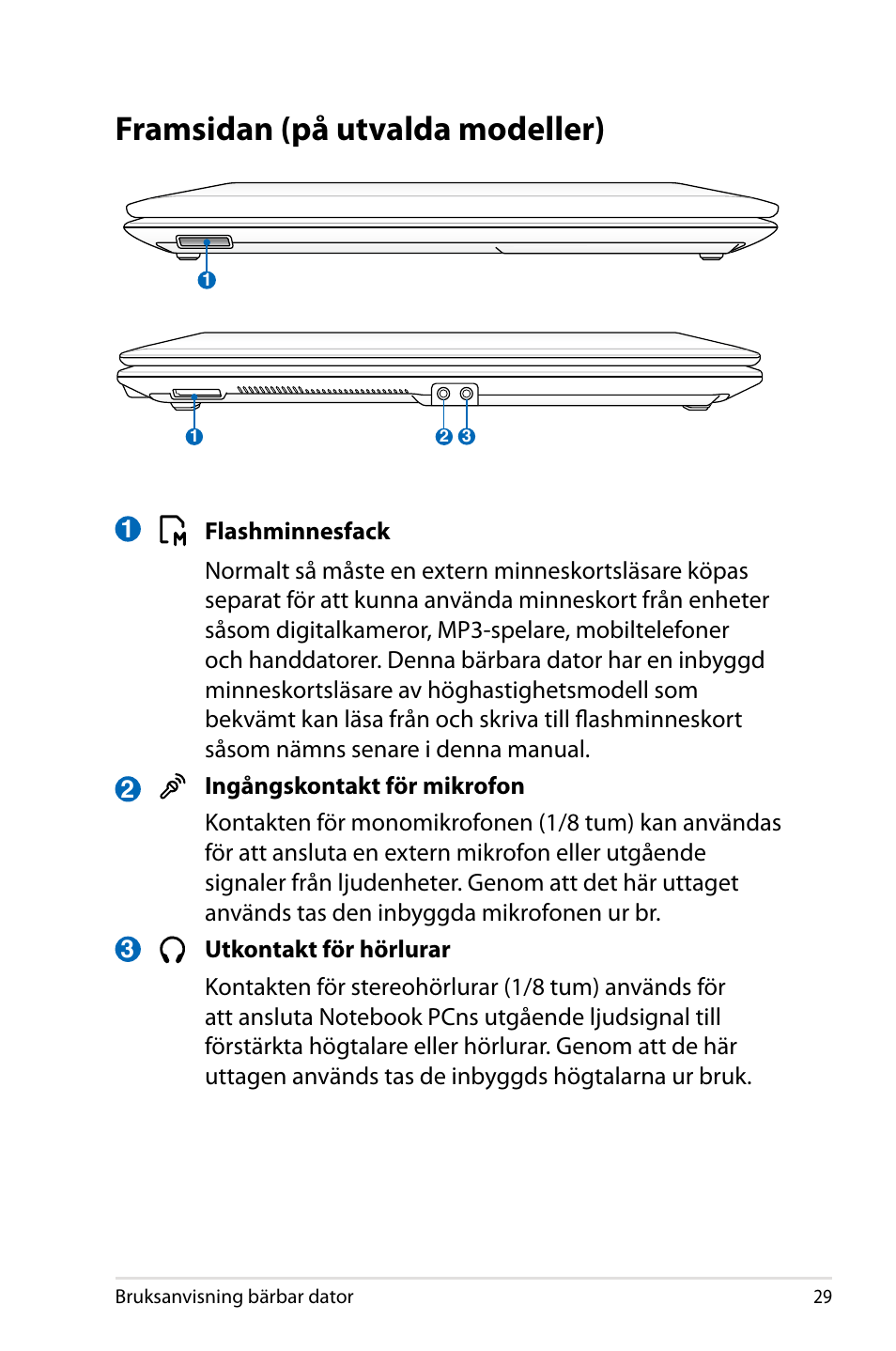 Framsidan (på utvalda modeller) | Asus X44H User Manual | Page 29 / 114