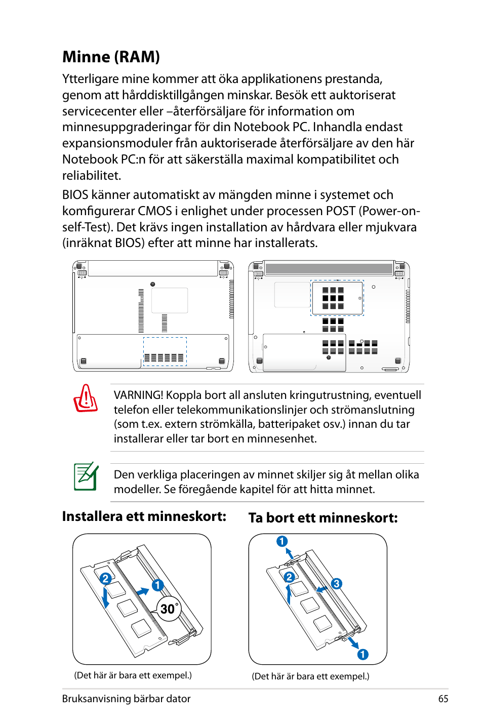 Minne (ram) | Asus X44H User Manual | Page 65 / 114