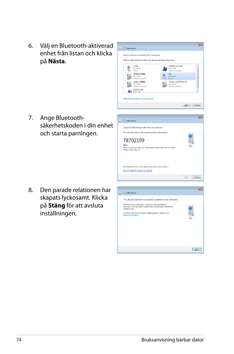 Asus X44H User Manual | Page 74 / 114