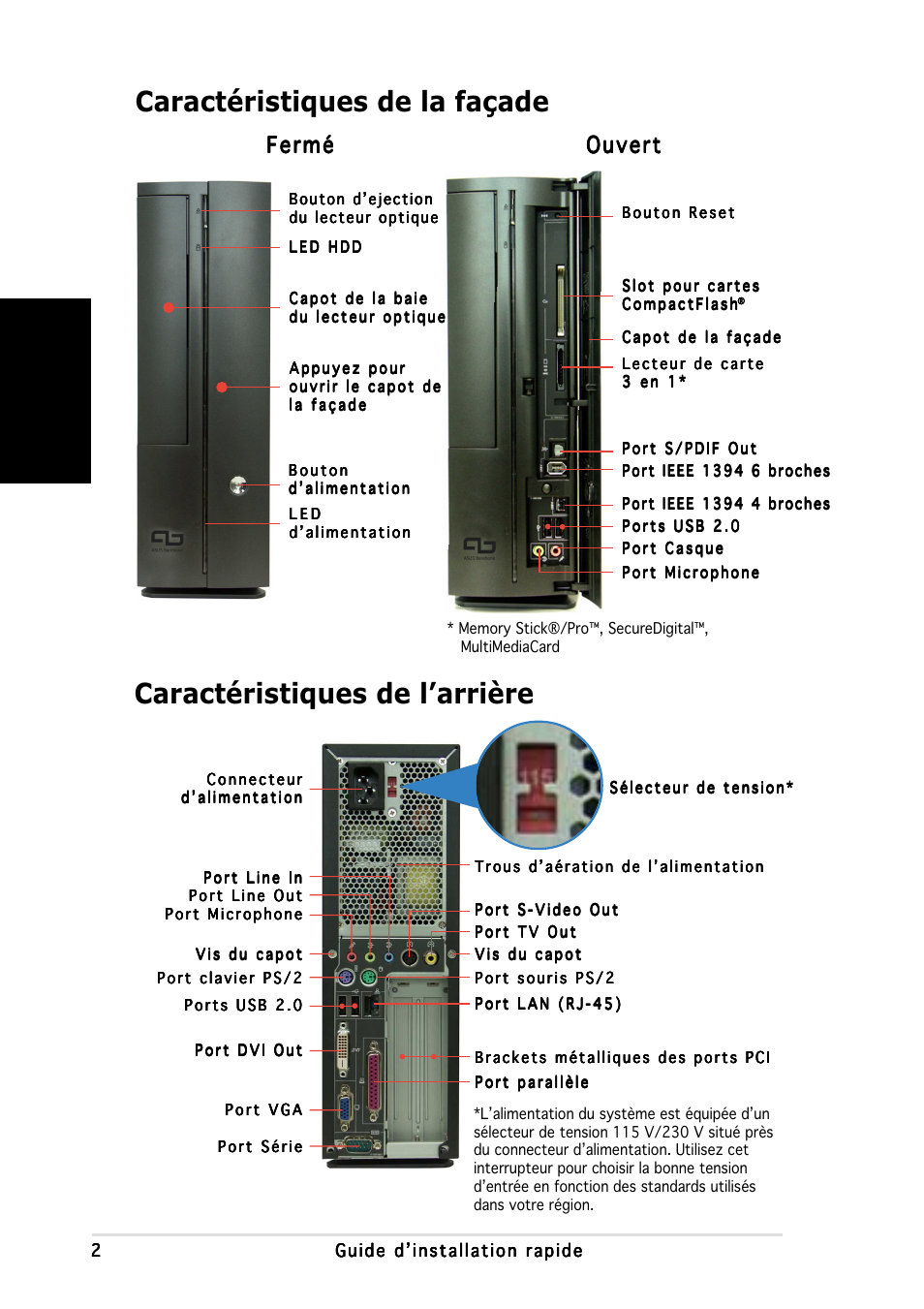 Fran ç ais, Fermé, Fermé ouvert ouvert ouvert ouvert ouvert | Asus P1-AH1 User Manual | Page 10 / 80