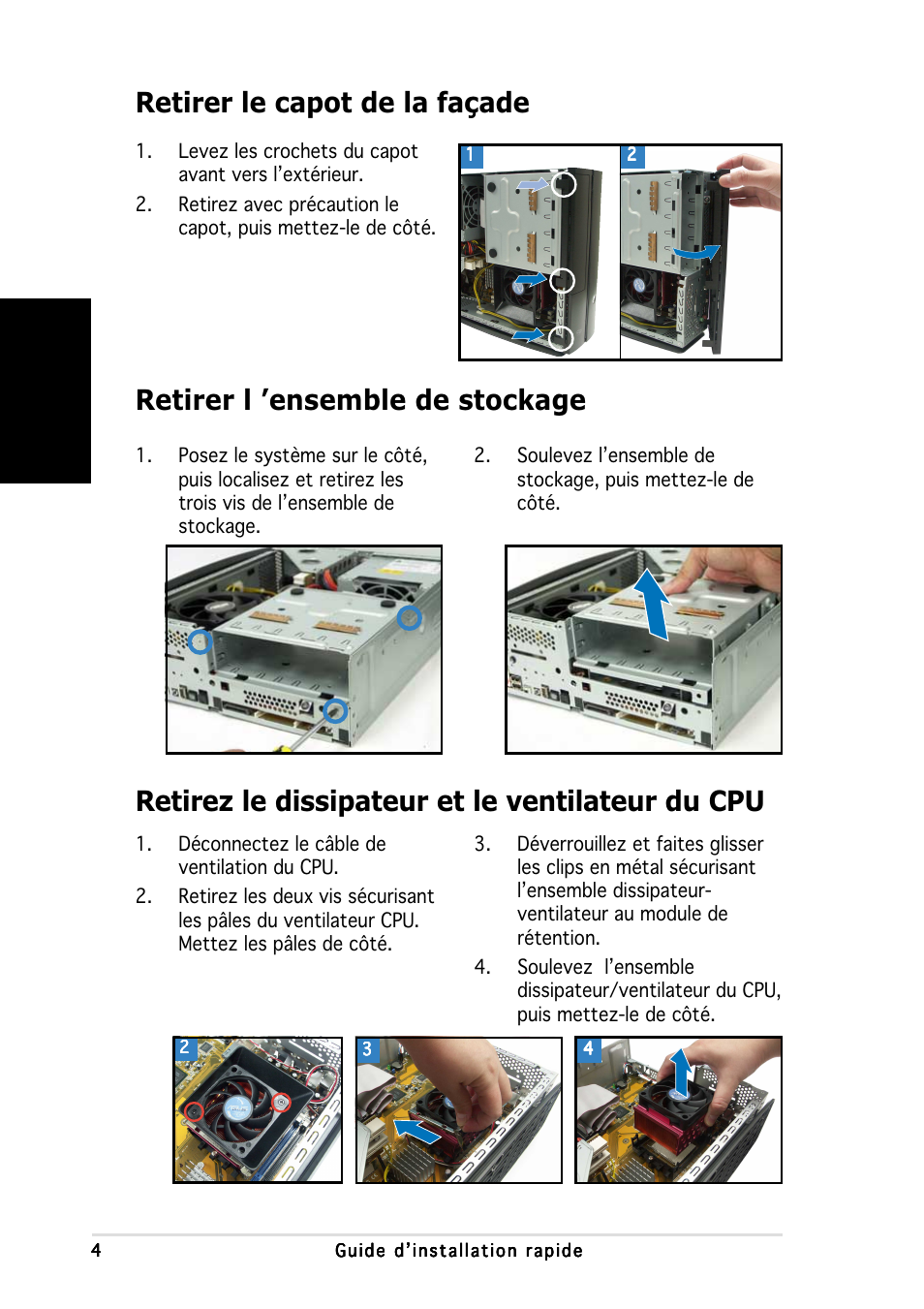 Retirer l ’ensemble de stockage, Fran ç ais | Asus P1-AH1 User Manual | Page 12 / 80