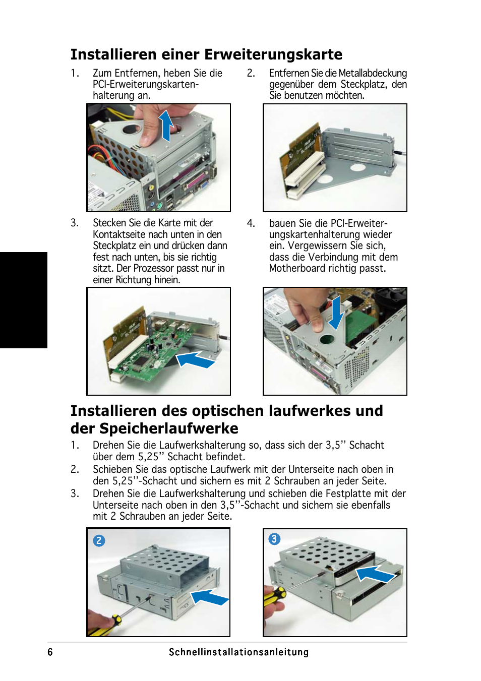 Installieren einer erweiterungskarte, Deutsch | Asus P1-AH1 User Manual | Page 22 / 80